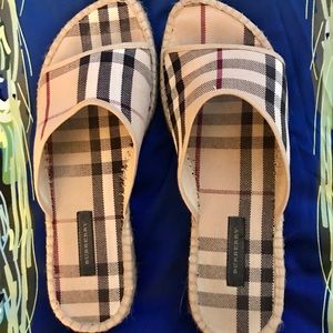 Burberry Espadrille Canvas Open-Toe Slides